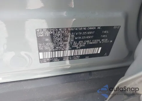 2022 Toyota Rav4 Xle z USA, uszkodzony, nr VIN 2T3W1RFV7NW195595